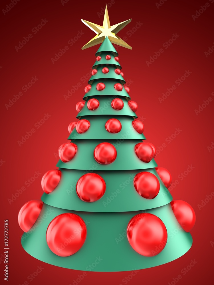 3d green and blue xmas tree over red 3d green and blue xmas tree over red