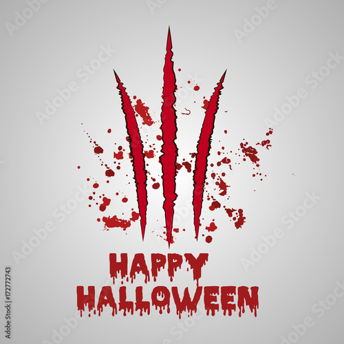 Halloween background with bloody claws. Vector background