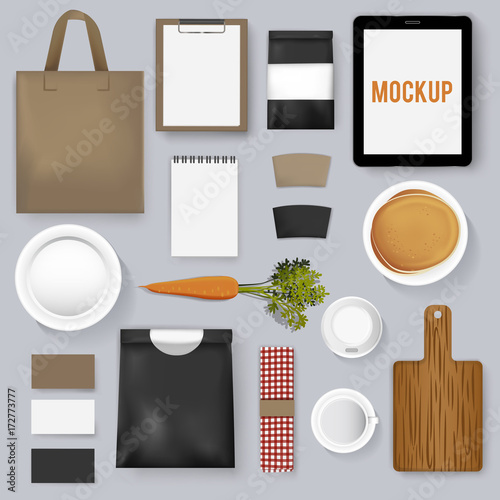 Mockup set collection coffee cafe vector illustration