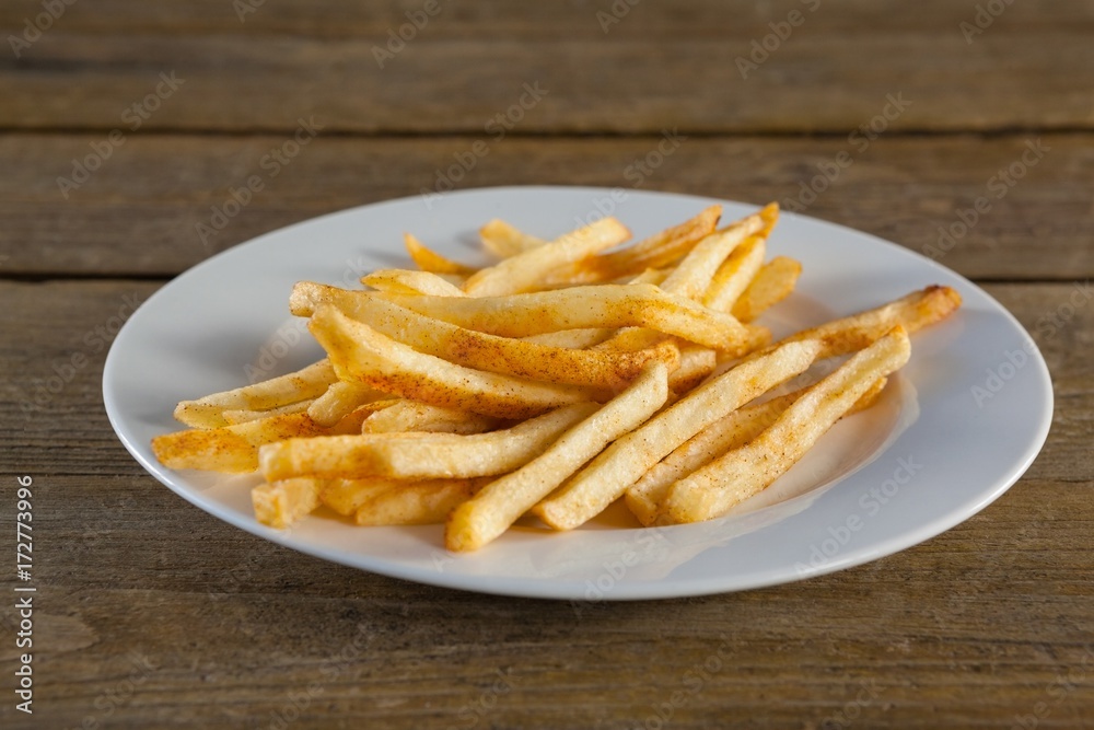 French fried chips in plate French fried chips in plate