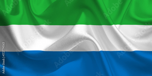 Waving flag of the Sierra Leone. Flag in the Wind. National mark. Waving Sierra Leone Flag. Sierra Leone Flag Flowing.