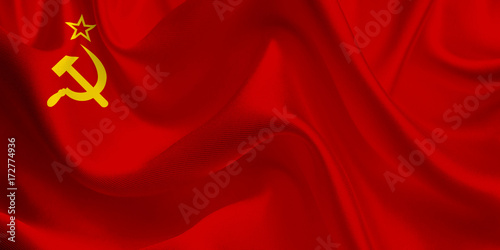 Waving flag of the Soviet Union. SSSR Flag in the Wind. USSR National mark. Waving Soviet Union Flag. Soviet Union Flag Flowing.