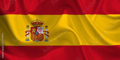 Waving flag of the Spain. Spanish Flag in the Wind. Spanish National mark. Waving Spain Flag. Spain Flag Flowing.