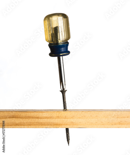 Screw with screwdriver photo