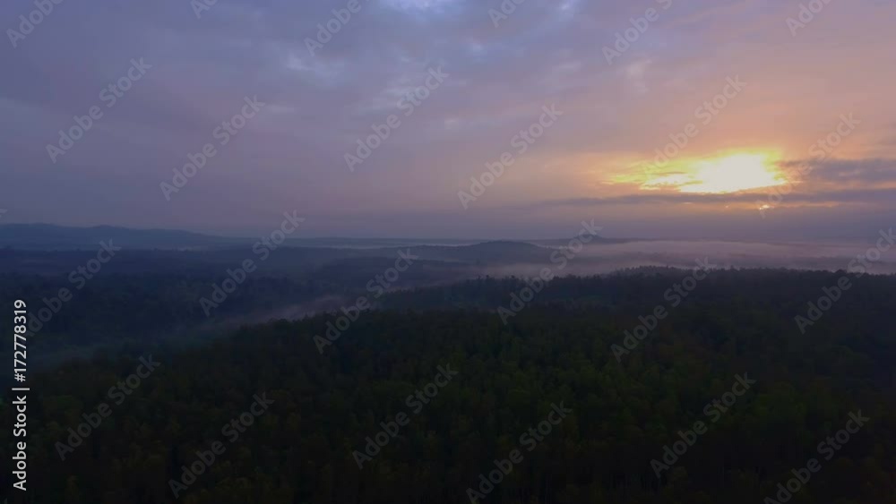 Sunrise Over a Rain Forest Aerial View Sunrise Over a Rain Forest Aerial View