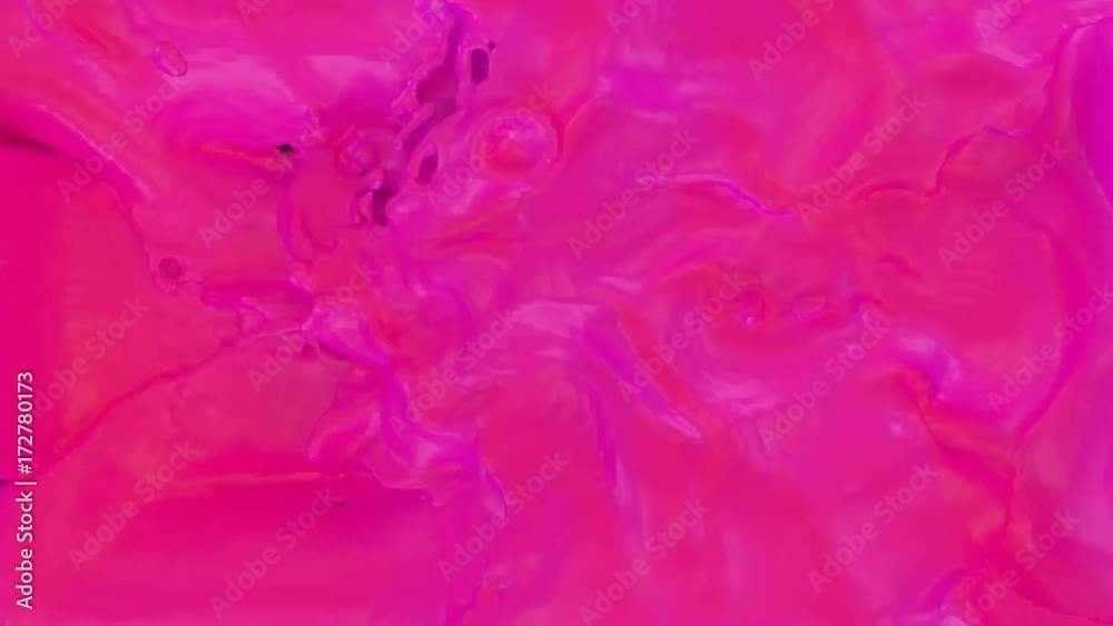Animated river of pink or magenta paint pouring and quickly filling up whole container against green background. Top view shot. Animated river of pink or magenta paint pouring and quickly filling up whole container against green background. Top view shot.