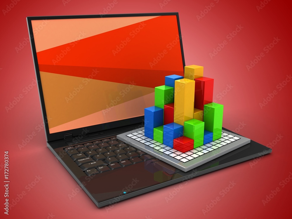 3d laptop computer and diagram 3d laptop computer and diagram