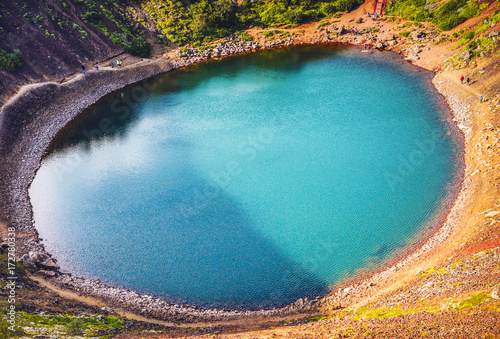 Photos Volcanic lakes of Iceland. Scenic landscape at sunset.