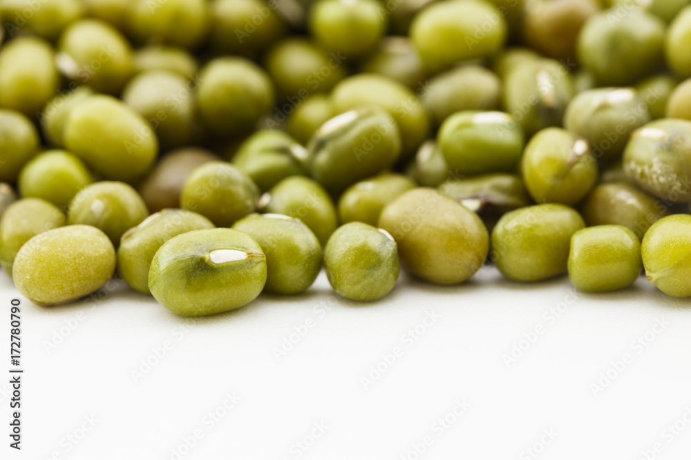pile of dried mung beans on white background pile of dried mung beans on white background