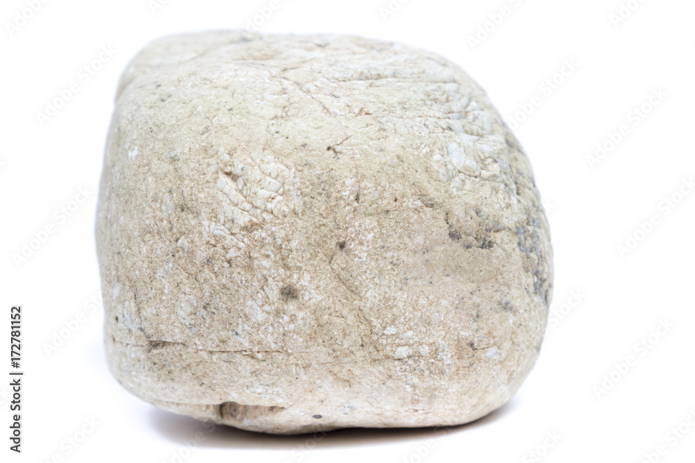 Single natural stone on white background