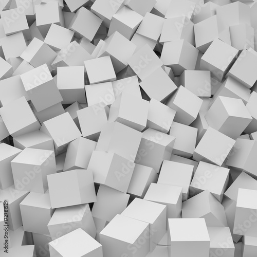 White cubes background. 3D Rendering.