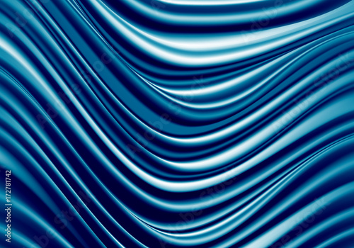 Abstract deep blue fabric satin wave luxury background texture vector illustration.