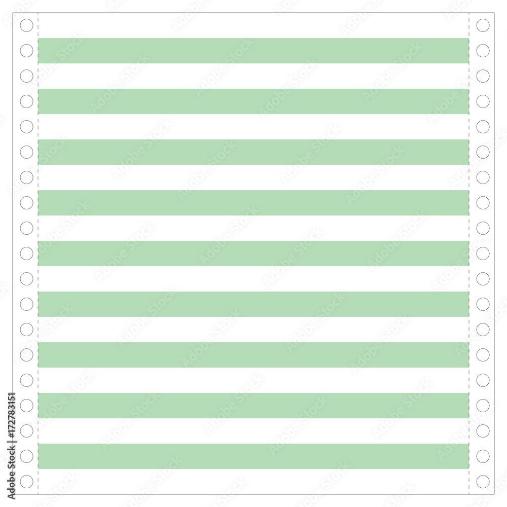 Som svar på historie utilstrækkelig Matrix printer paper. Old printing paper with holes and light green  stripes. Stock-vektor | Adobe Stock