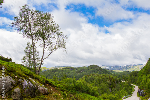 beautiful view on summer road. Forsand, Rogaland, Norway