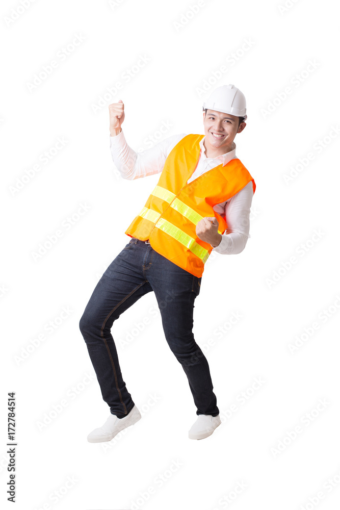 Portrait of Asian Engineer or Architect Designer in Isolated Background With Gesture Sign Portrait of Asian Engineer or Architect Designer in Isolated Background With Gesture Sign