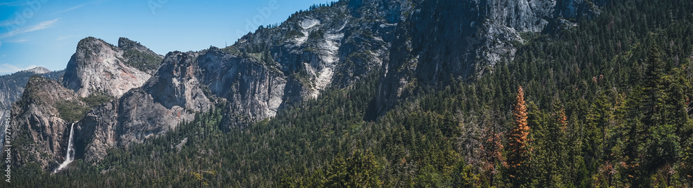 Yosemite Valley. The rocks and waterfalls of the Yosemite National Park