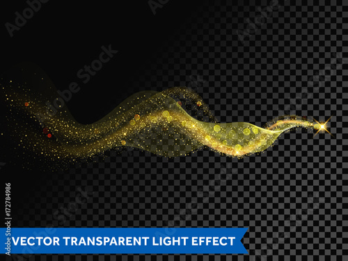 Light line gold swirl effect. Vector glitter light fire flare circle trace