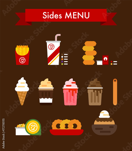 side menu order vector flat design illustration set 