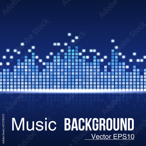 Music background equalizer .Sound wave on blue background. Vector illustration. Eps 10
