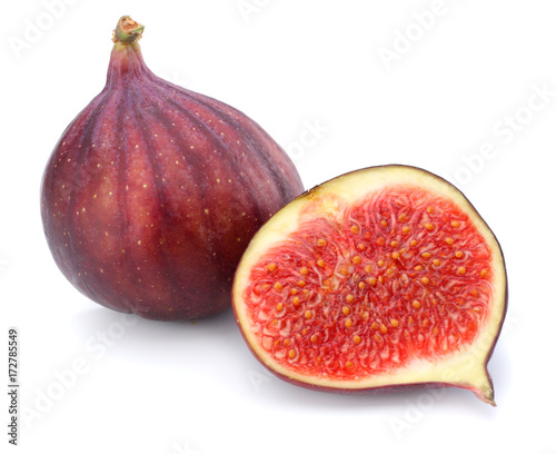 Figs fruits with cut slice isolated on white. Clipping Path