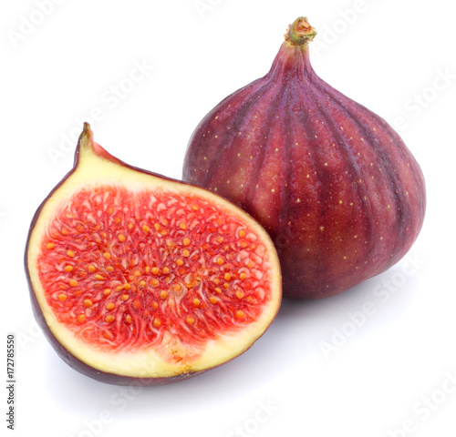 Figs fruits with cut slice isolated on white. Clipping Path