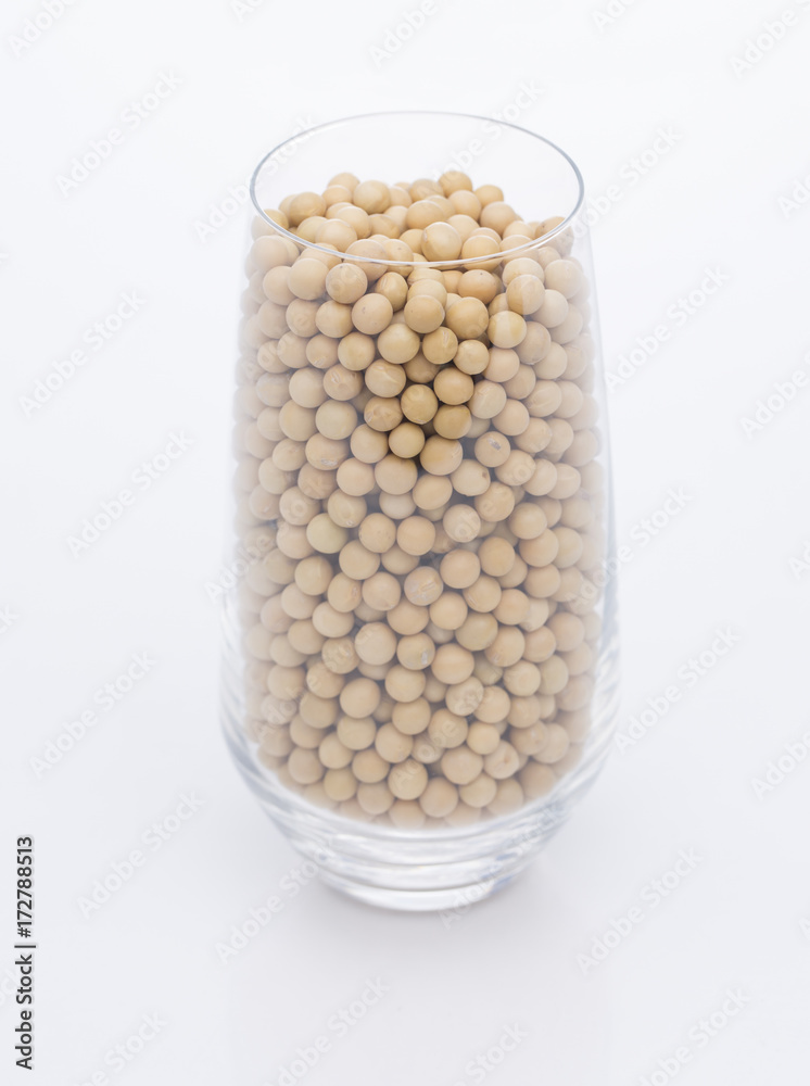 A cup of soy beans isolated on the white background.
