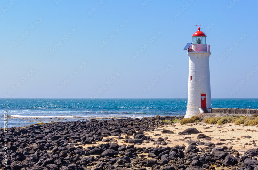 The Griffiths Island Lighthouse was built in 1859 as a navigation aid for Port Fairy, an important trading port at that time - Victoria, Australia