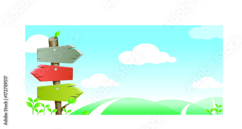 Illustrated wooden signboard