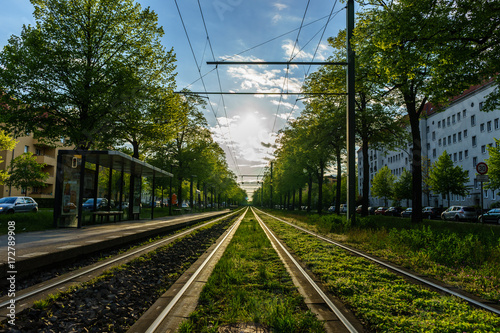 tram tracks in downtown berlin