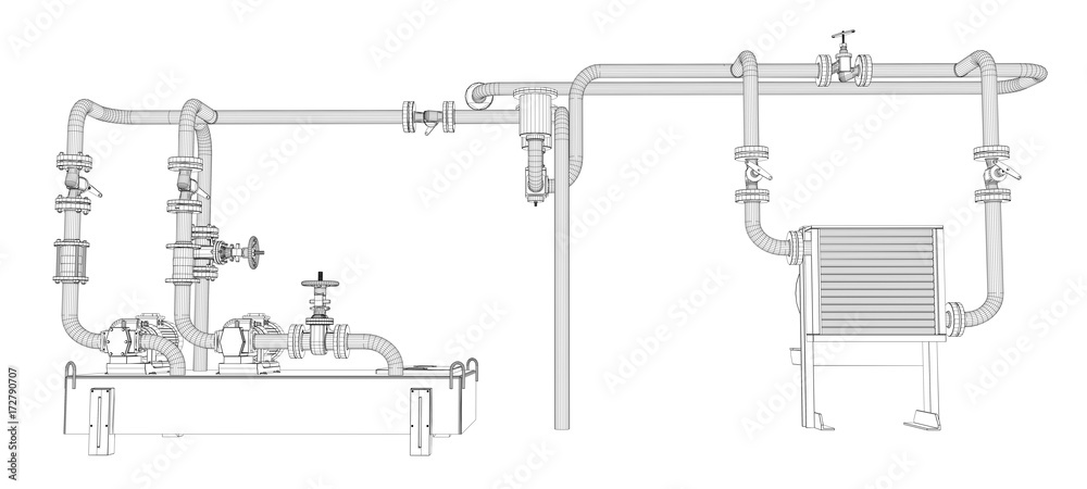 Wire-frame industrial equipment of oil pump