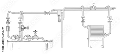 Wire-frame industrial equipment of oil pump