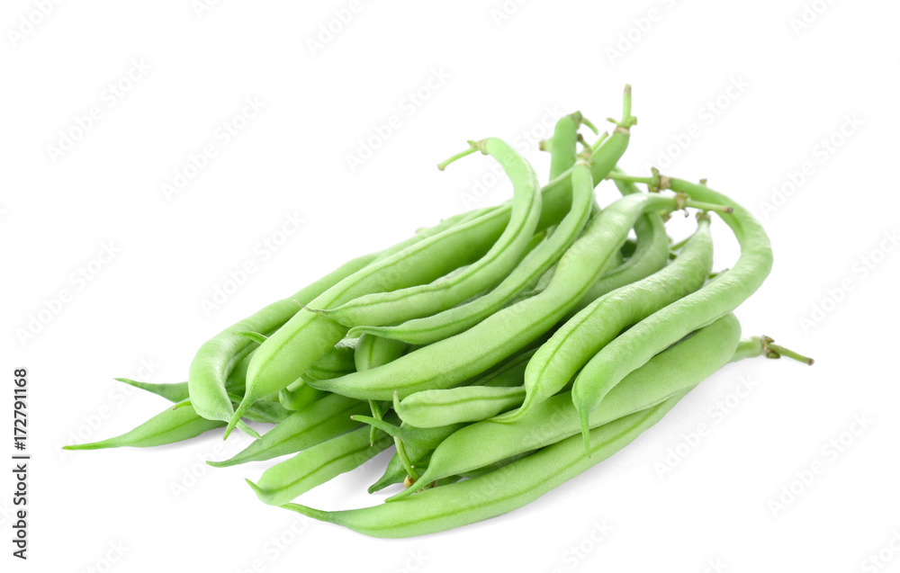 Fresh green beans on white background Fresh green beans on white background