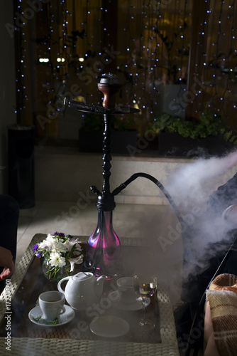 Hookah hot coals on shisha bowl photo