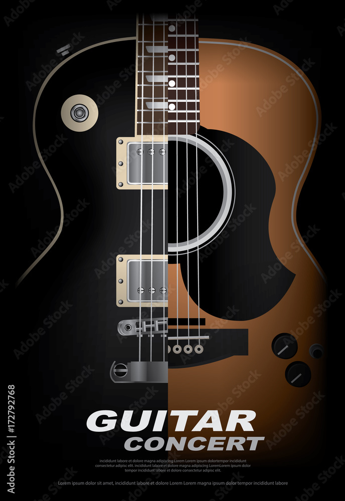 Fototapeta premium Guitar Concert Poster Background Template Vector Illustration