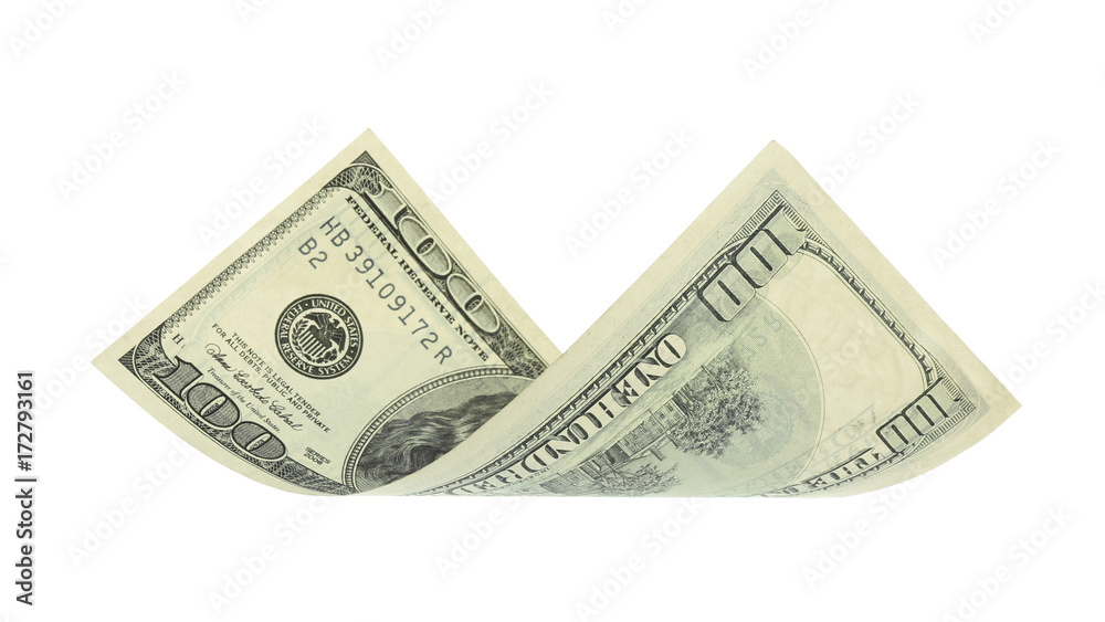 100 dollar bill on white background 100 dollar bill on white background