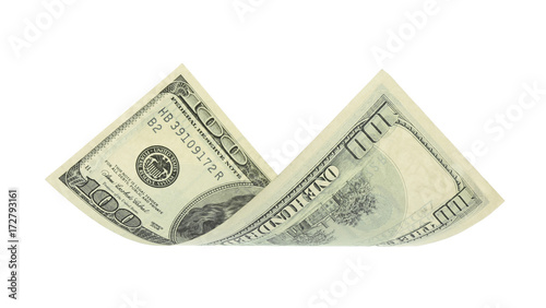 100 dollar bill on white background
