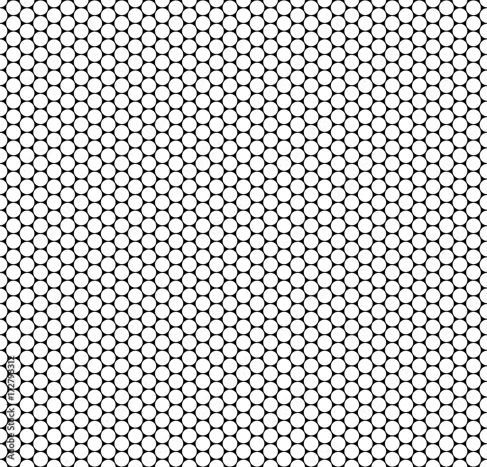 Seamless monochrome hexagonal grid pattern of circles. Simple black ...