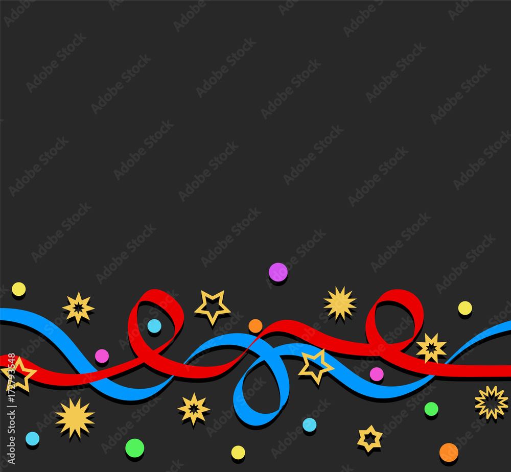 confetti, stars ans snowflakes on dark background, stock vector illustration
