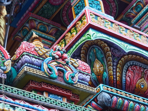 The Colorful Hindu Temple in Bangkok , Thailand