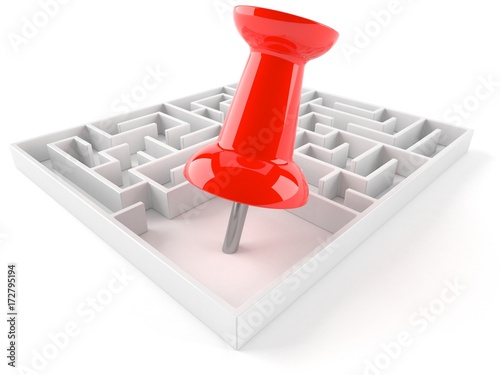 Obraz na płótnie Maze with thumbtack