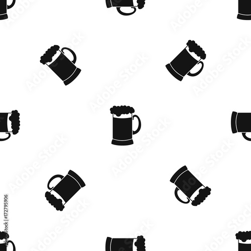 Mug of dark beer pattern seamless black