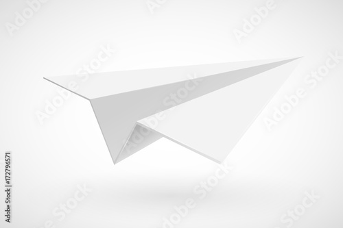 White paper plane isolated on white.