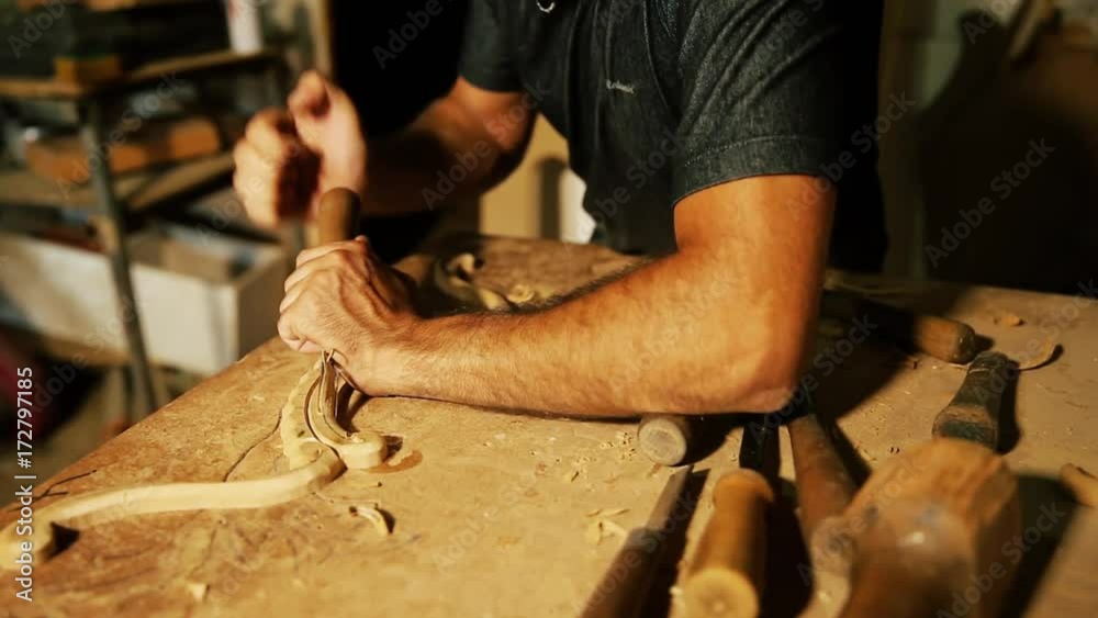 Wood carving master works - close up video shooting Wood carving master works - close up video shooting