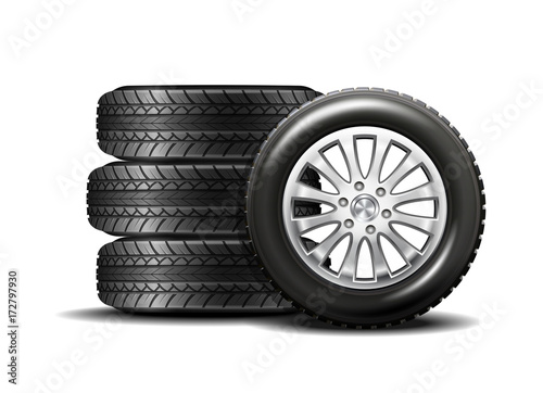 Car tires isolated on white background