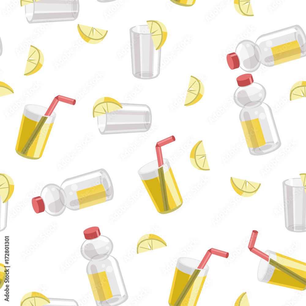 Lemon and lemonade seamless pattern, lemon background. Vector Lemon and lemonade seamless pattern, lemon background. Vector