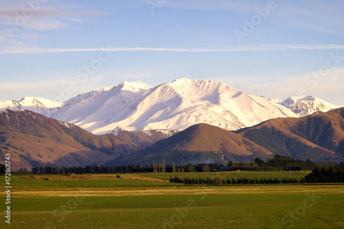 Sunset of Southern Alps in New Zealand