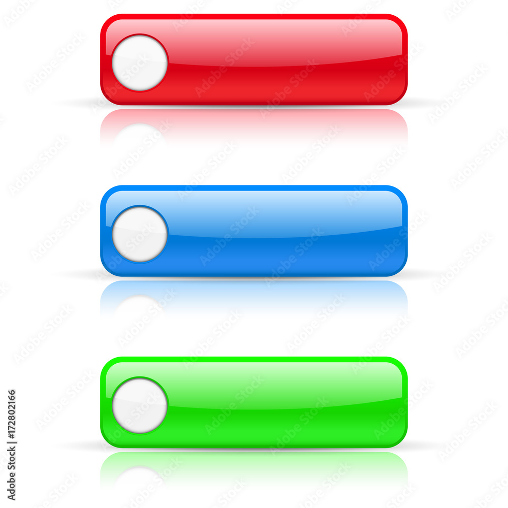 Web buttons. Colored 3d icons. Isolated on white Web buttons. Colored 3d icons. Isolated on white