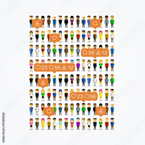 Social people app like icons on the white background . Vector illustration