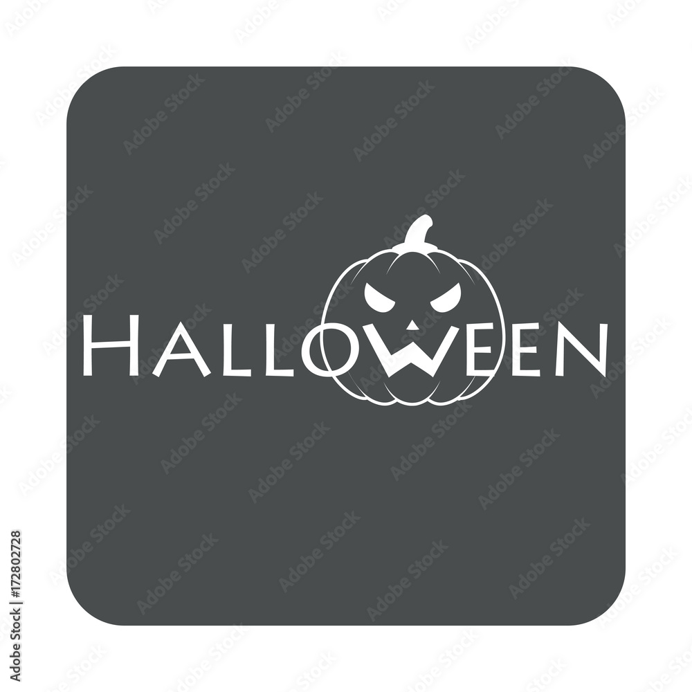 Icono plano Halloween con calabaza en W en cuadrado gris Icono plano Halloween con calabaza en W en cuadrado gris