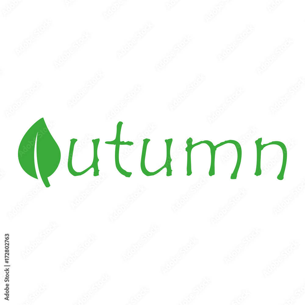Fototapeta premium Logotipo Autumn verde con hoja en fondo blanco